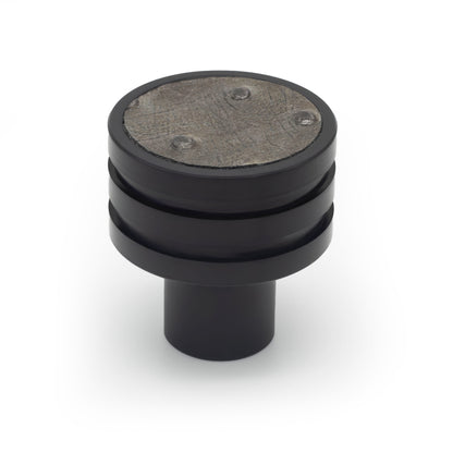 Elegant Ostrich Leather Cabinet Knob: Di Lusso Inset with Black Finish for Kitchen and Bath