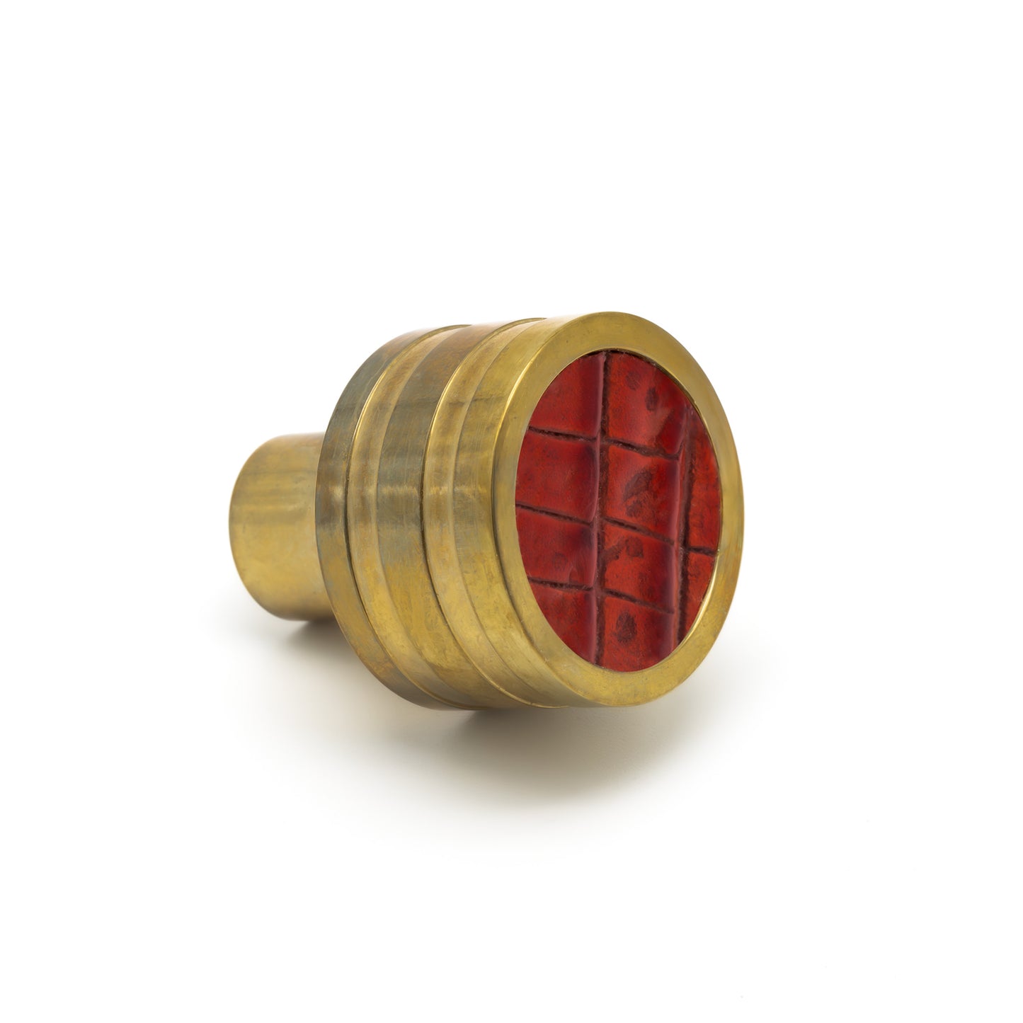 Luxurious Red Croc Leather & Gold Satin Brass Small Knob – Kn109