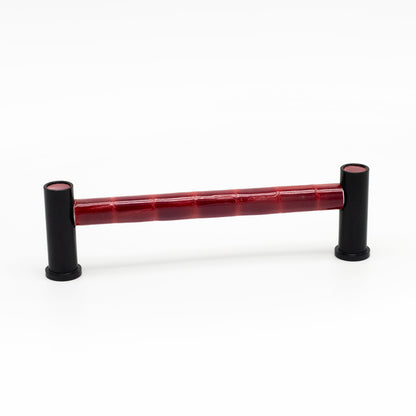 Luxury Pillar Round Insert Pull | Black Finish & Red Patent Croc Leather-PL114