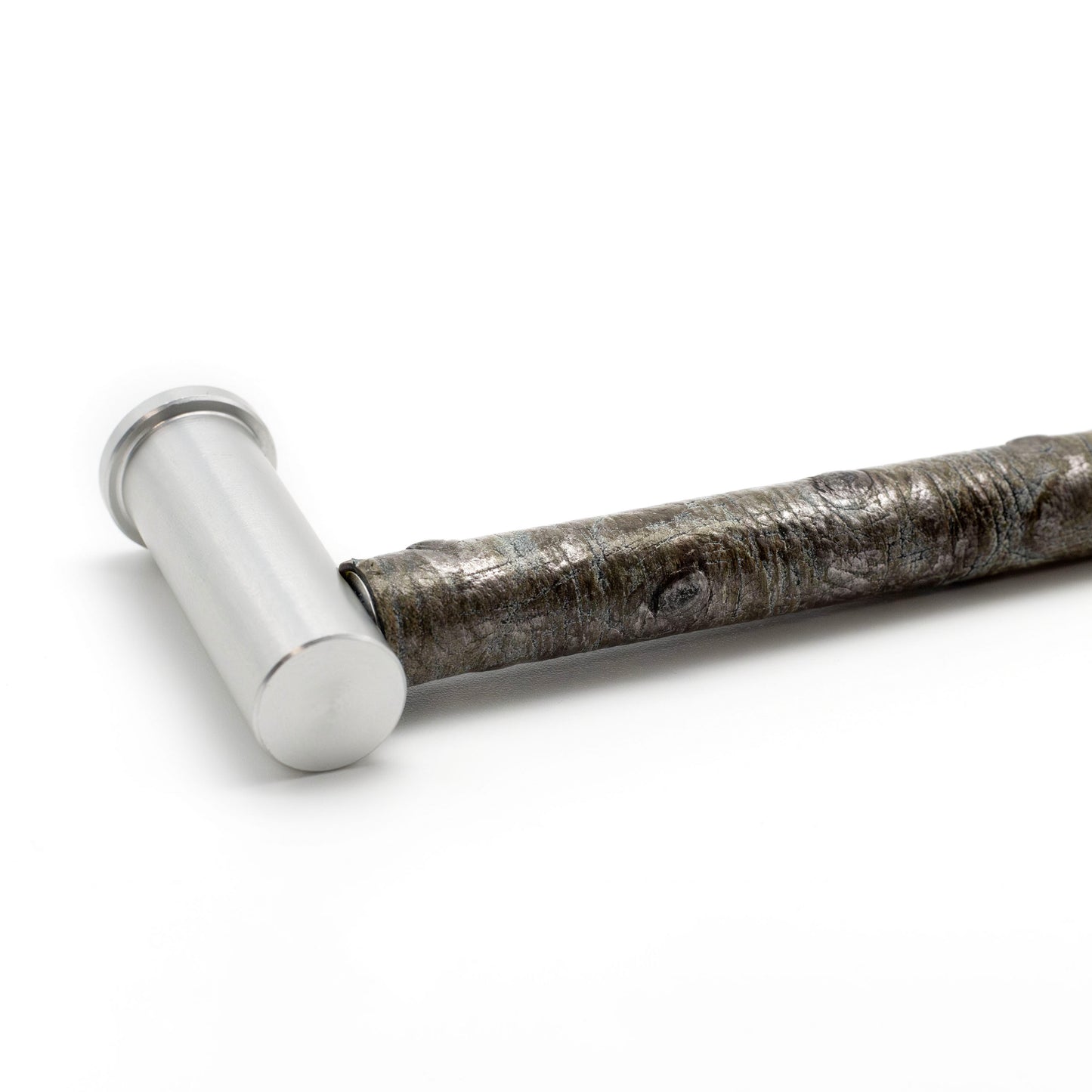 Luxury Pillar Round Pull | Satin Finish & Bronze Metallic Ostrich Leather, PL109