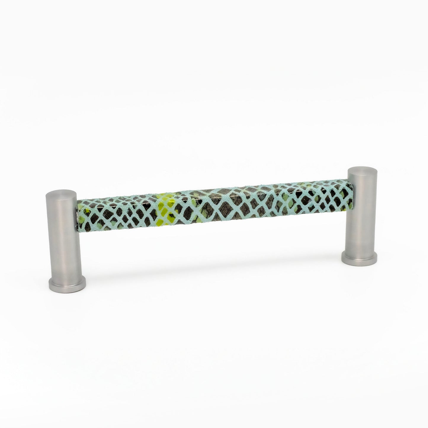 Pillar Square Pull - Satin Finish with Emerald Mirrored Leather | Di Lusso Hardware-PL103