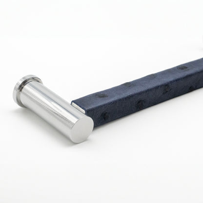 Pillar Square Pull - Polished Finish with Navy Ostrich Leather | Di Lusso Hardware-PL105