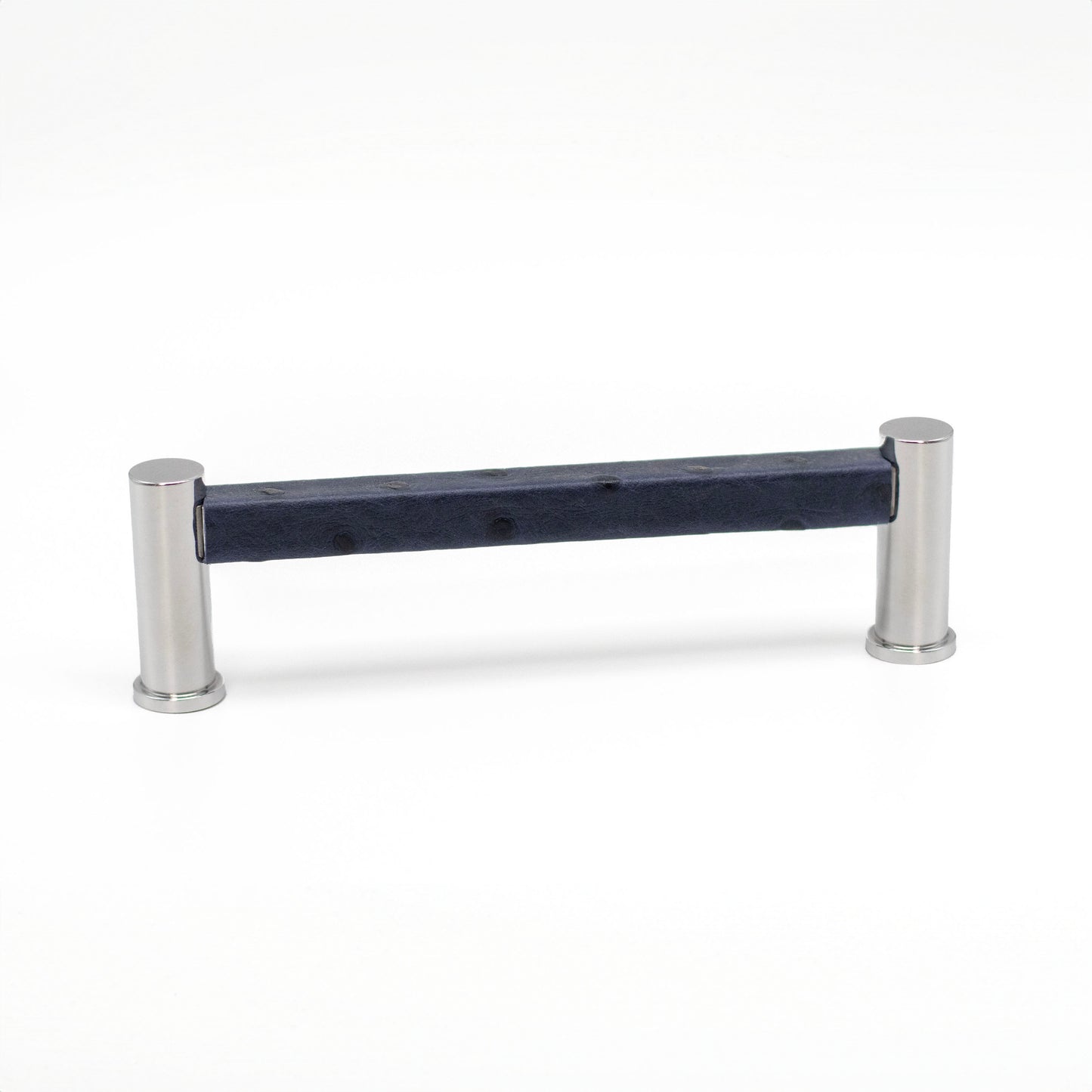 Pillar Square Pull - Polished Finish with Navy Ostrich Leather | Di Lusso Hardware-PL105